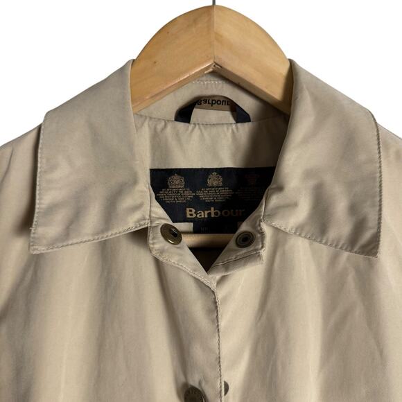 Barbour Tan Single Breasted Snap Front Zip Pocket Collared Travel Jacket Size 4 - Picture 2 of 11